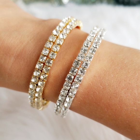 MODA ME COUTURE Jewelry - Silver Or Gold Rhinestone Wrap Bracelets
